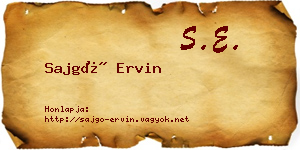 Sajgó Ervin névjegykártya